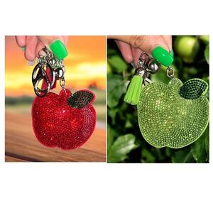 Sparkling Red and Green Apple Keychain Set